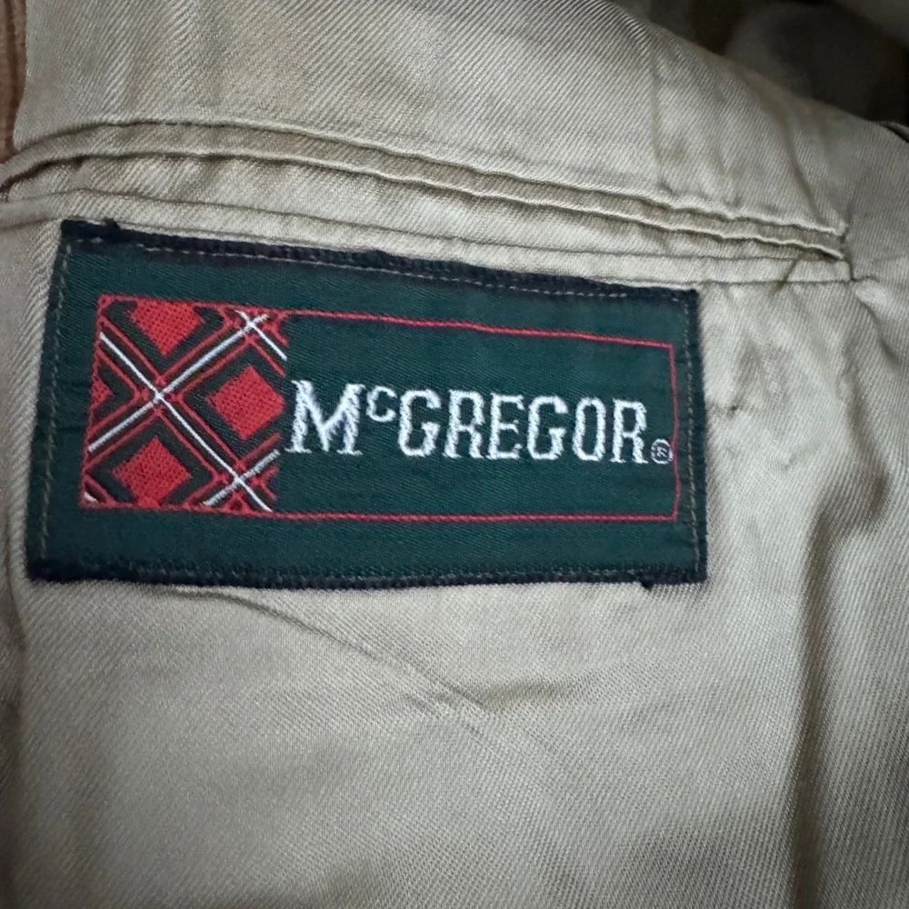 McGregor Sport Coat Mens 40R Tan Solid Corduroy Vintage Safari Norfolk Blazer